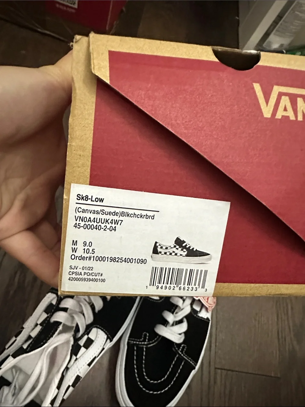 VNOA4UUK4W7 Vans Sk8-Low 'Checkerboard - Black'